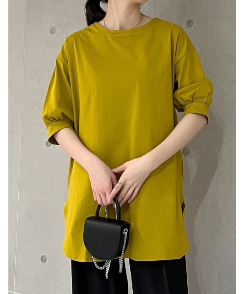 Re:EDIT(リエディ)の「前後2WAYシルケットカットソーチュニック(Tシャツ/カットソー・レディース・ホワイト/マスタード/グレイッシュベージュ/ブラック・MEDIUM/LARGE)」の22枚目の写真