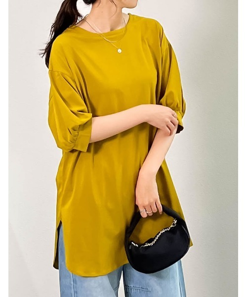 Re:EDIT(リエディ)の「前後2WAYシルケットカットソーチュニック(Tシャツ/カットソー・レディース・ホワイト/マスタード/グレイッシュベージュ/ブラック・MEDIUM/LARGE)」の7枚目の写真