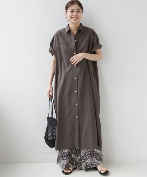 JOURNAL STANDARD relume（ジャーナルスタンダード　レリューム）の「コットンオーバーサイズシャツワンピース（ワンピース・レディース・カーキ/ホワイト系その他/グレー・FREE）」の4枚目の写真