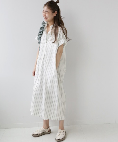 JOURNAL STANDARD relume（ジャーナルスタンダード　レリューム）の「コットンオーバーサイズシャツワンピース（ワンピース・レディース・カーキ/ホワイト系その他/グレー・FREE）」の10枚目の写真