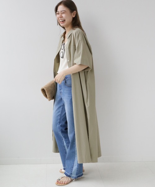 JOURNAL STANDARD relume（ジャーナルスタンダード　レリューム）の「コットンオーバーサイズシャツワンピース（ワンピース・レディース・カーキ/ホワイト系その他/グレー・FREE）」の6枚目の写真