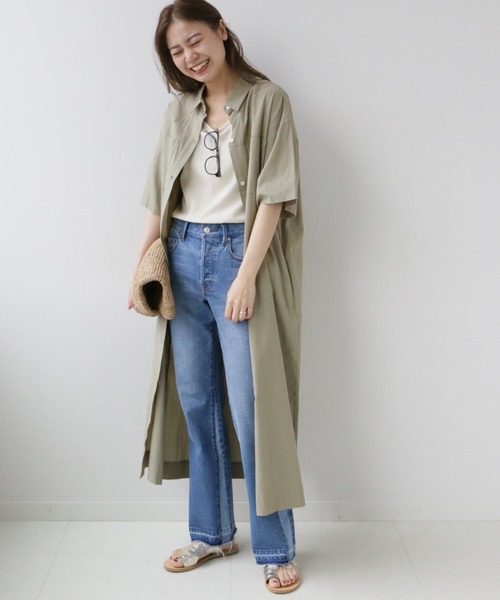 JOURNAL STANDARD relume（ジャーナルスタンダード　レリューム）の「コットンオーバーサイズシャツワンピース（ワンピース・レディース・カーキ/ホワイト系その他/グレー・FREE）」の14枚目の写真