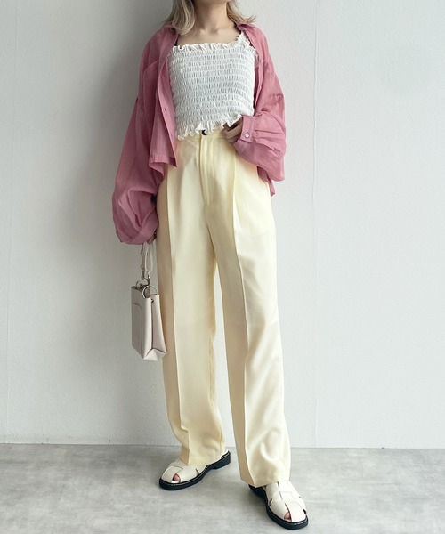 w closet（ダブルクローゼット）の「センタープレスタックパンツ（スラックス・レディース・ブラック/ピンク/ライム/アイボリー・S/M）」の5枚目の写真