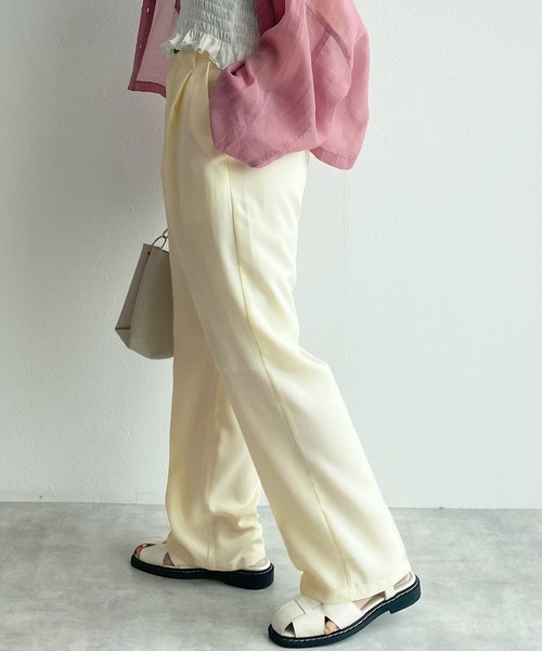 w closet（ダブルクローゼット）の「センタープレスタックパンツ（スラックス・レディース・ブラック/ピンク/ライム/アイボリー・S/M）」の6枚目の写真