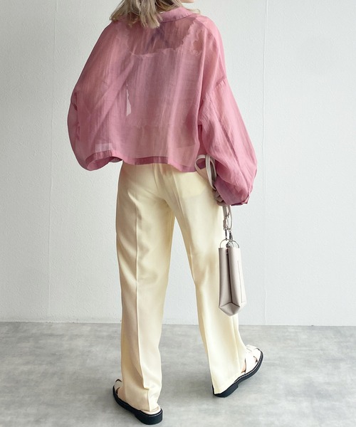 w closet（ダブルクローゼット）の「センタープレスタックパンツ（スラックス・レディース・ブラック/ピンク/ライム/アイボリー・S/M）」の8枚目の写真