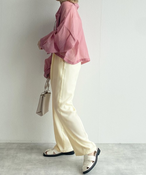 w closet（ダブルクローゼット）の「センタープレスタックパンツ（スラックス・レディース・ブラック/ピンク/ライム/アイボリー・S/M）」の11枚目の写真