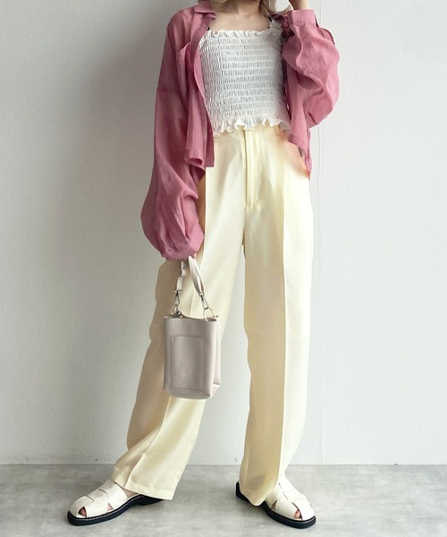 w closet（ダブルクローゼット）の「センタープレスタックパンツ（スラックス・レディース・ブラック/ピンク/ライム/アイボリー・S/M）」の12枚目の写真