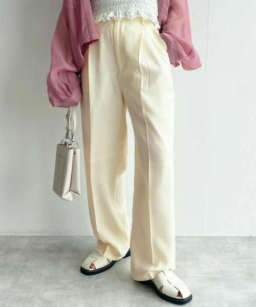 w closet（ダブルクローゼット）の「センタープレスタックパンツ（スラックス・レディース・ブラック/ピンク/ライム/アイボリー・S/M）」の14枚目の写真