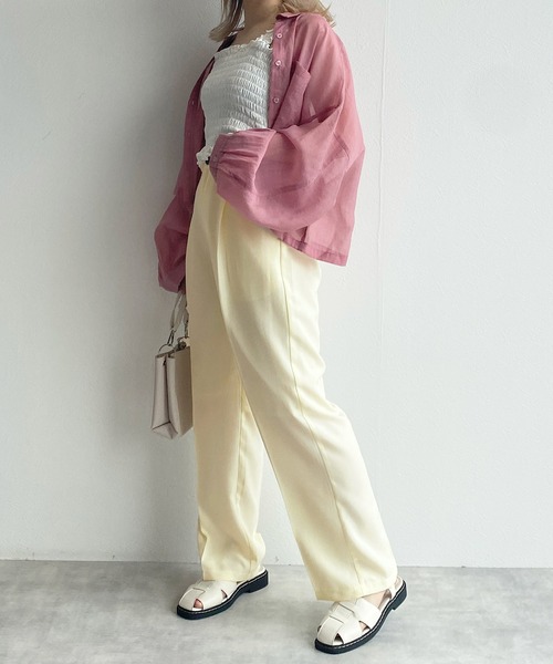 w closet（ダブルクローゼット）の「センタープレスタックパンツ（スラックス・レディース・ブラック/ピンク/ライム/アイボリー・S/M）」の15枚目の写真