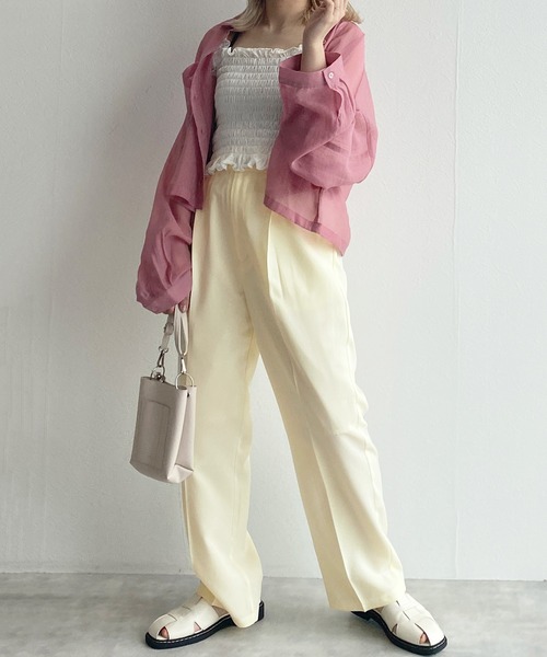 w closet（ダブルクローゼット）の「センタープレスタックパンツ（スラックス・レディース・ブラック/ピンク/ライム/アイボリー・S/M）」の16枚目の写真