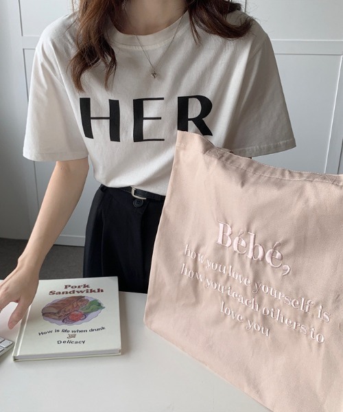 MANGROVE(マングローブ)の「Bebeロゴ刺繍トートバッグ(トートバッグ・レディース・パープル/ブルー/アイボリー/ライトピンク・FREE)」の13枚目の写真