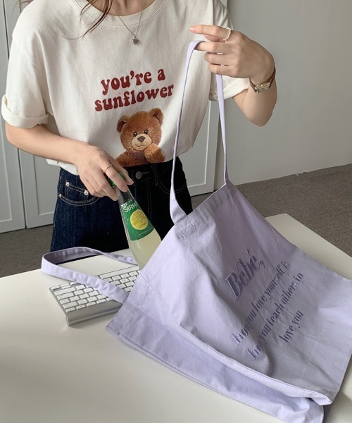 MANGROVE(マングローブ)の「Bebeロゴ刺繍トートバッグ(トートバッグ・レディース・パープル/ブルー/アイボリー/ライトピンク・FREE)」の19枚目の写真
