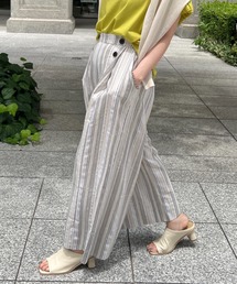Chez toi | Wボタンマルチストライプリネンパンツ(その他パンツ)