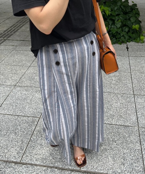 Chez toi（シェトワ）の「Wボタンマルチストライプリネンパンツ（その他パンツ・レディース・ベージュ/ネイビー・FREE）」の22枚目の写真