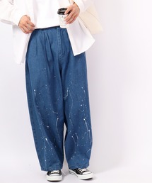 MARENGO ワッペン＆ペイントバルーンデニムパンツ