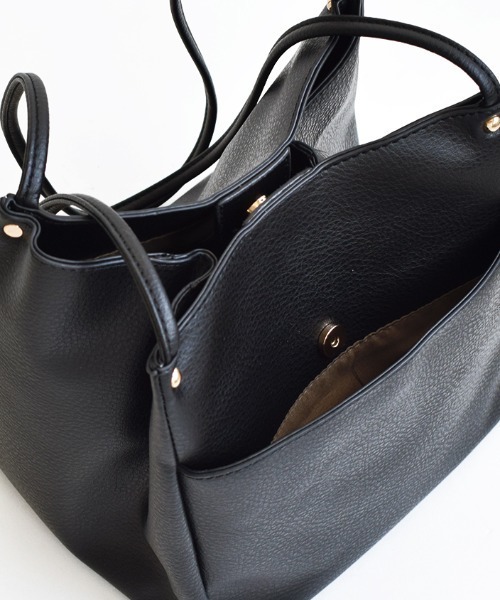 e-zakkamania stores(イーザッカマニアストアーズ)の「ダブルフェイス キューブ トートバッグ(トートバッグ・レディース・アイボリー/スモークピンク/ブラウン/ブラック・-)」の14枚目の写真