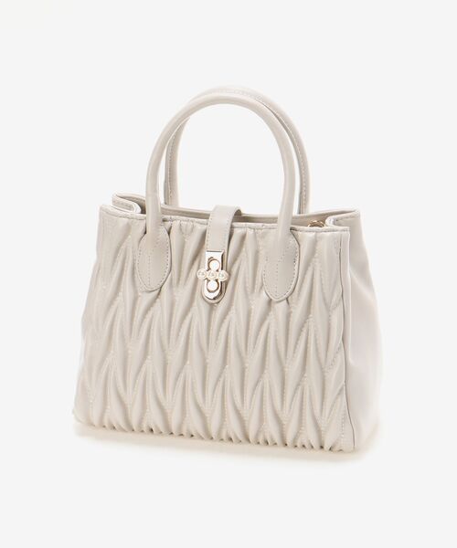 MAJESTIC LEGON(マジェスティックレゴン)の「上品スクエアバッグ(ハンドバッグ・レディース・ライトグレー/ブラック/アイボリー・FREE)」の4枚目の写真