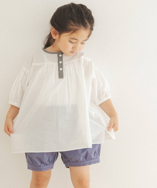 URBAN RESEARCH DOORS（アーバンリサーチドアーズ）の「コットンボイルギャザーブラウス(KIDS)（シャツ/ブラウス・キッズ・オレンジ/ホワイト系その他・120/105/135）」の8枚目の写真