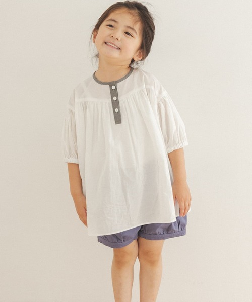 URBAN RESEARCH DOORS（アーバンリサーチドアーズ）の「コットンボイルギャザーブラウス(KIDS)（シャツ/ブラウス・キッズ・オレンジ/ホワイト系その他・120/105/135）」の11枚目の写真