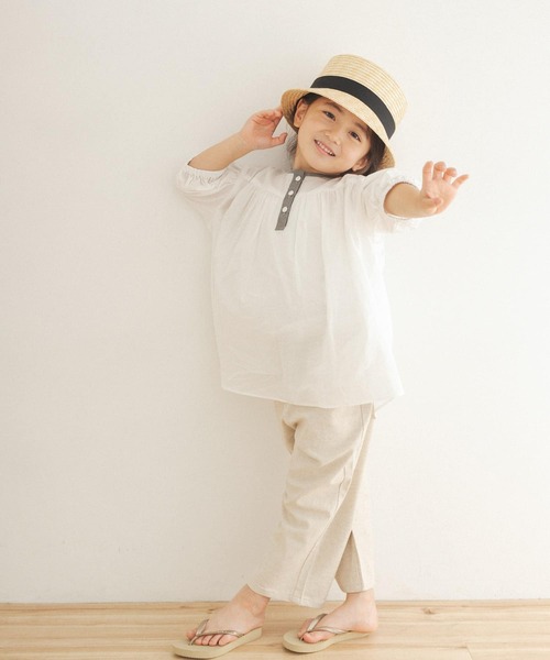 URBAN RESEARCH DOORS（アーバンリサーチドアーズ）の「コットンボイルギャザーブラウス(KIDS)（シャツ/ブラウス・キッズ・オレンジ/ホワイト系その他・120/105/135）」の3枚目の写真