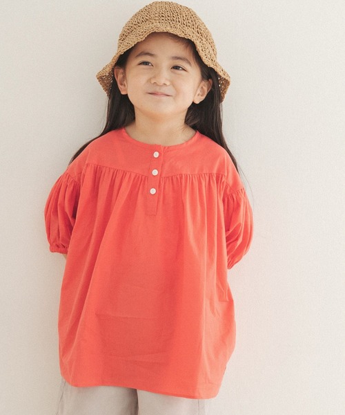 URBAN RESEARCH DOORS（アーバンリサーチドアーズ）の「コットンボイルギャザーブラウス(KIDS)（シャツ/ブラウス・キッズ・オレンジ/ホワイト系その他・120/105/135）」の6枚目の写真