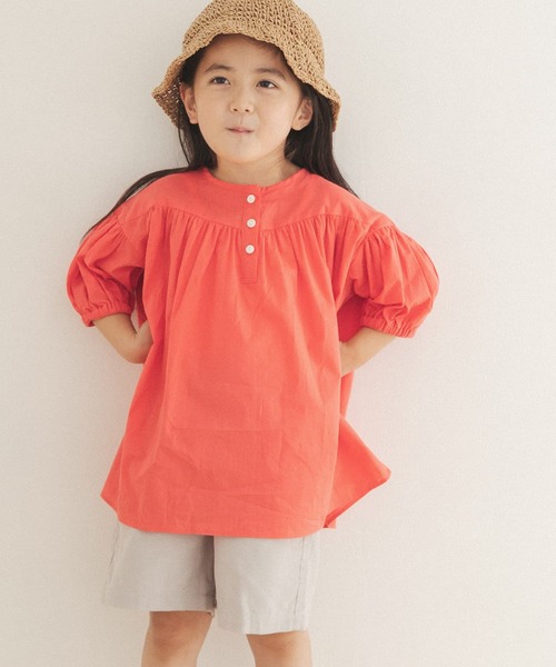 URBAN RESEARCH DOORS（アーバンリサーチドアーズ）の「コットンボイルギャザーブラウス(KIDS)（シャツ/ブラウス・キッズ・オレンジ/ホワイト系その他・120/105/135）」の9枚目の写真