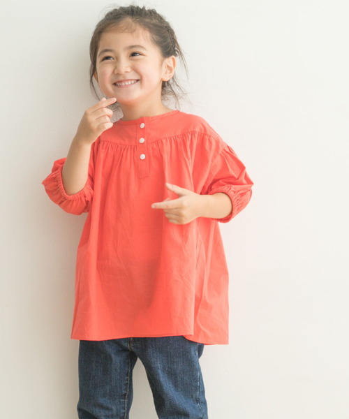 URBAN RESEARCH DOORS（アーバンリサーチドアーズ）の「コットンボイルギャザーブラウス(KIDS)（シャツ/ブラウス・キッズ・オレンジ/ホワイト系その他・120/105/135）」の21枚目の写真