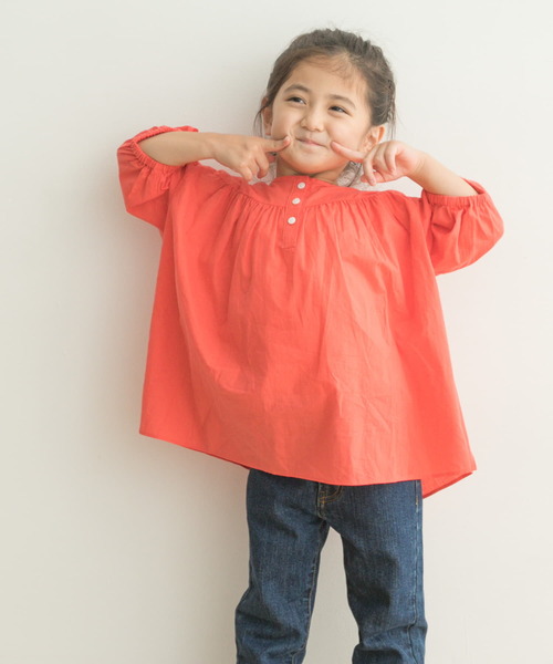 URBAN RESEARCH DOORS（アーバンリサーチドアーズ）の「コットンボイルギャザーブラウス(KIDS)（シャツ/ブラウス・キッズ・オレンジ/ホワイト系その他・120/105/135）」の15枚目の写真