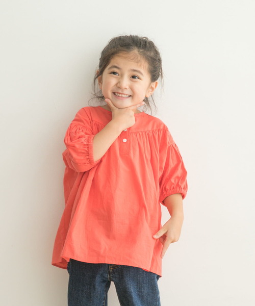 URBAN RESEARCH DOORS（アーバンリサーチドアーズ）の「コットンボイルギャザーブラウス(KIDS)（シャツ/ブラウス・キッズ・オレンジ/ホワイト系その他・120/105/135）」の7枚目の写真