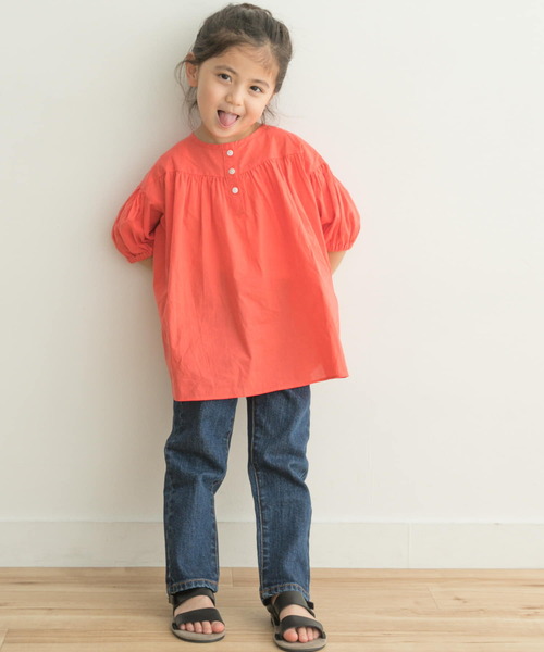 URBAN RESEARCH DOORS（アーバンリサーチドアーズ）の「コットンボイルギャザーブラウス(KIDS)（シャツ/ブラウス・キッズ・オレンジ/ホワイト系その他・120/105/135）」の13枚目の写真