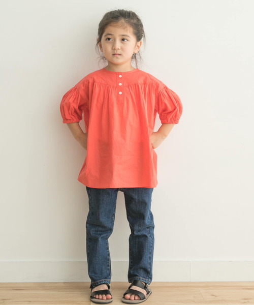 URBAN RESEARCH DOORS（アーバンリサーチドアーズ）の「コットンボイルギャザーブラウス(KIDS)（シャツ/ブラウス・キッズ・オレンジ/ホワイト系その他・120/105/135）」の22枚目の写真