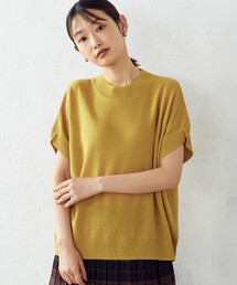 <ウォッシャブル>チューリップ袖 ニットTシャツ