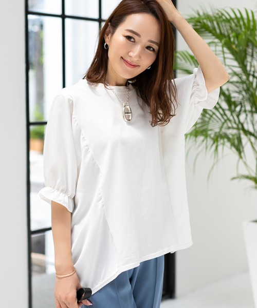 fifth（フィフス）の「異素材切り替えカットソー（Tシャツ/カットソー・レディース・ホワイト/ブラック/ブルー・M）」の4枚目の写真