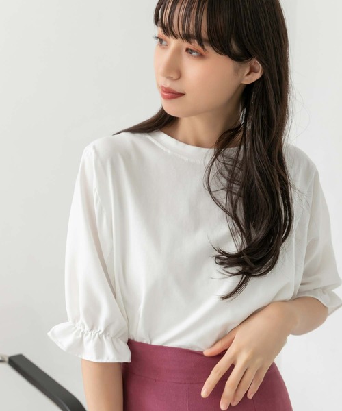 fifth（フィフス）の「異素材切り替えカットソー（Tシャツ/カットソー・レディース・ホワイト/ブラック/ブルー・M）」の9枚目の写真