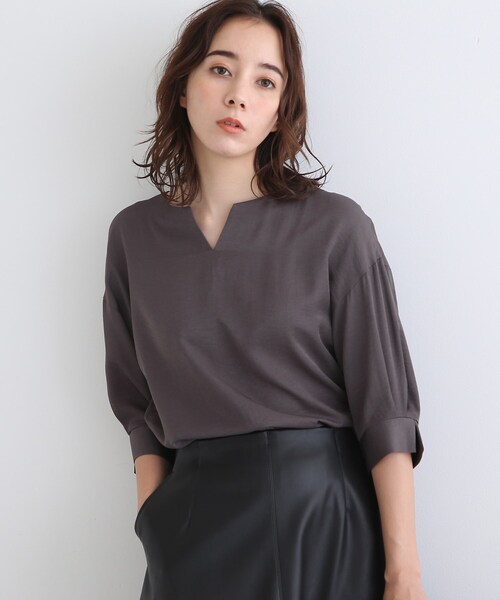 INDIVI（インディヴィ）の「◆【洗える】袖ボリュームブラウス（シャツ/ブラウス・レディース・ライトグリーン/ライトベージュ/ブラウン系その他/ネイビー・05/13/15 /19/38）」の16枚目の写真