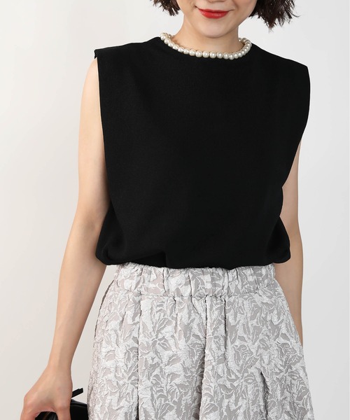 PICCIN(ピッチン)の「ネックパールノースリーブニット(ニット/セーター・レディース・ブラック/オフホワイト/モカ・M)」の16枚目の写真