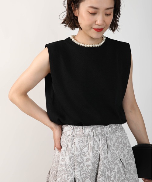 PICCIN(ピッチン)の「ネックパールノースリーブニット(ニット/セーター・レディース・ブラック/オフホワイト/モカ・M)」の19枚目の写真