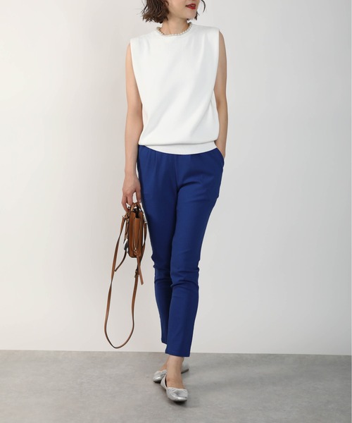 PICCIN(ピッチン)の「ネックパールノースリーブニット(ニット/セーター・レディース・ブラック/オフホワイト/モカ・M)」の12枚目の写真