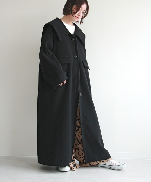 notch.（ノッチ）の「ビッグカラーコート（ステンカラーコート・レディース・ブラック/ベージュ/ブラウン・TM/M）」の7枚目の写真