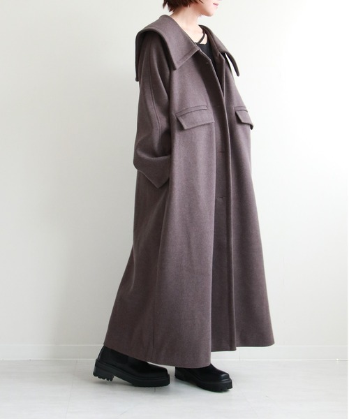 notch.（ノッチ）の「ビッグカラーコート（ステンカラーコート・レディース・ブラック/ベージュ/ブラウン・TM/M）」の10枚目の写真