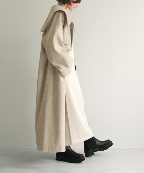 notch.（ノッチ）の「ビッグカラーコート（ステンカラーコート・レディース・ブラック/ベージュ/ブラウン・TM/M）」の16枚目の写真