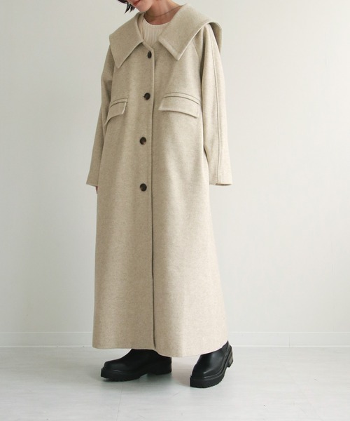 notch.（ノッチ）の「ビッグカラーコート（ステンカラーコート・レディース・ブラック/ベージュ/ブラウン・TM/M）」の20枚目の写真