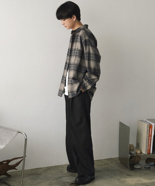 WYM LIDNM（ウィム バイ リドム）の「SUPER SOFT KAPOK CHECK SHIRT（シャツ/ブラウス・メンズ・チャコール/ブラウン/アッシュブラウン/グレー系・S/M/L）」の10枚目の写真