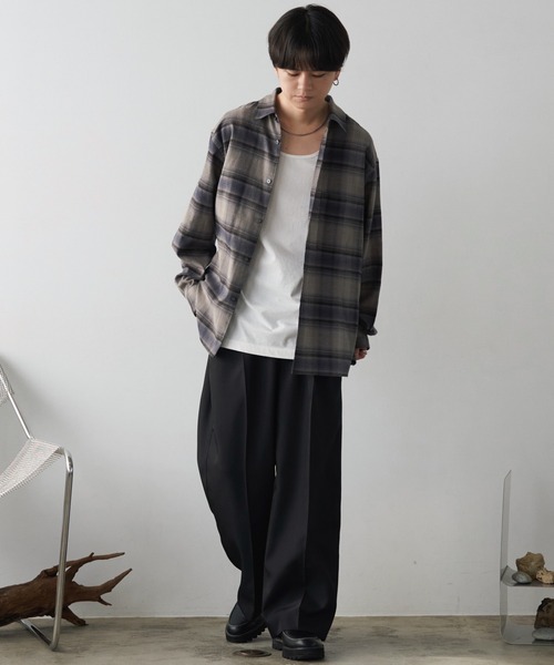 stay _goldTENDERLOIN チェックシャツ　M　グレー WYM LIDNM（ウィム バイ リドム）の「SUPER SOFT KAPOK CHECK