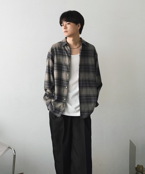 WYM LIDNM（ウィム バイ リドム）の「SUPER SOFT KAPOK CHECK SHIRT（シャツ/ブラウス・メンズ・チャコール/ブラウン/アッシュブラウン/グレー系・S/M/L）」の12枚目の写真