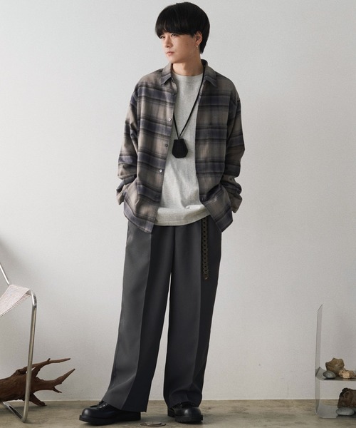 WYM LIDNM（ウィム バイ リドム）の「SUPER SOFT KAPOK CHECK SHIRT（シャツ/ブラウス・メンズ・チャコール/ブラウン/アッシュブラウン/グレー系・S/M/L）」の7枚目の写真