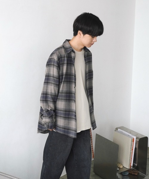 WYM LIDNM（ウィム バイ リドム）の「SUPER SOFT KAPOK CHECK SHIRT（シャツ/ブラウス・メンズ・チャコール/ブラウン/アッシュブラウン/グレー系・S/M/L）」の14枚目の写真