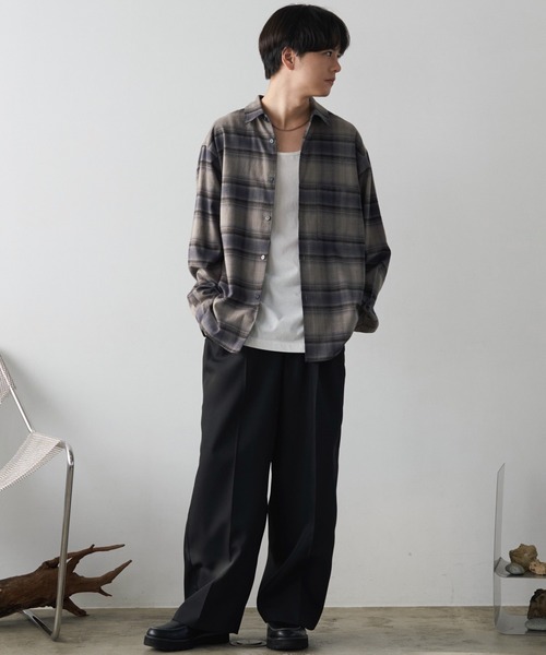 WYM LIDNM（ウィム バイ リドム）の「SUPER SOFT KAPOK CHECK SHIRT（シャツ/ブラウス・メンズ・チャコール/ブラウン/アッシュブラウン/グレー系・S/M/L）」の13枚目の写真
