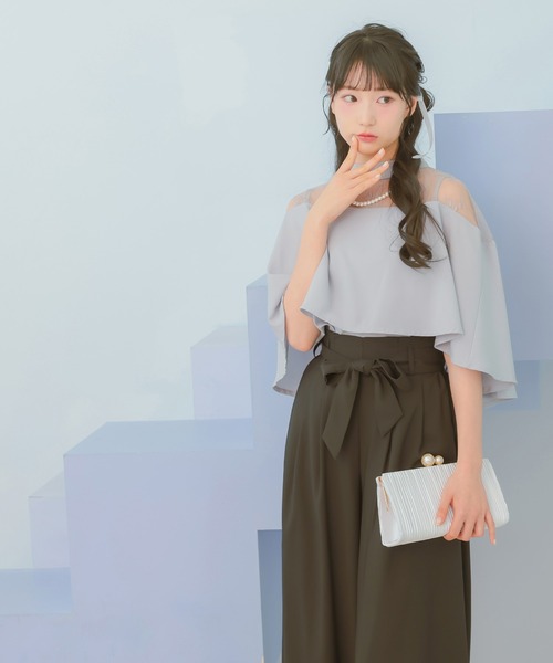 パーティードレス パンツスタイル セットアップ ケープデザイン