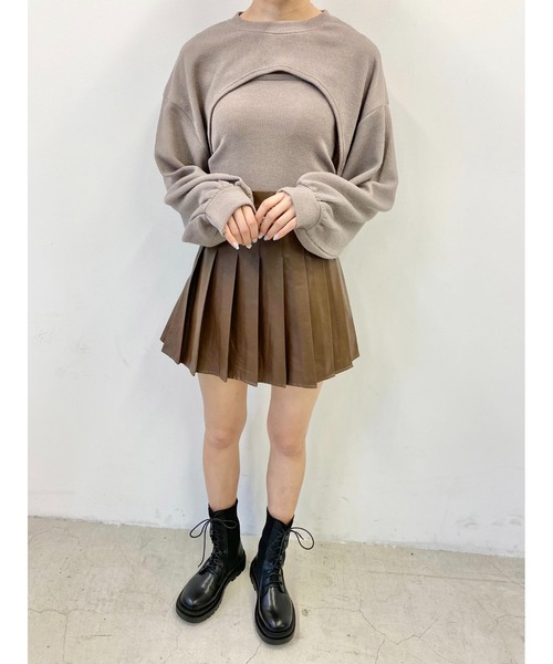 PHILLY（フィリー）の「フェイクレザープリーツスカパン（スカート・レディース・ブラック/ベージュ/ブラウン・FREE）」の21枚目の写真